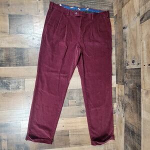 Vintage Ralph Lauren‎ Corduroy Cuff Pants Mens 38x32 Red Dark Plum Preppy